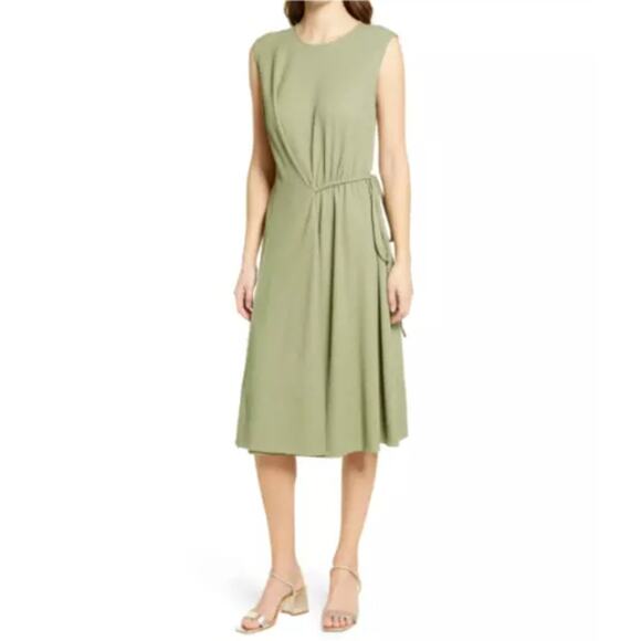 Maggy London Dresses & Skirts - MAGGY LONDON Women's Draped Dress Size 6 Green Pesto Sleeveless Self Tie NWT